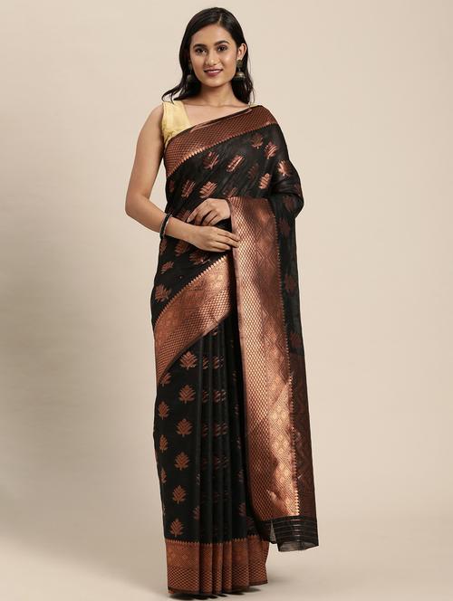 black banarasi saree with blouse - 20204137 - Very Small Image - 1