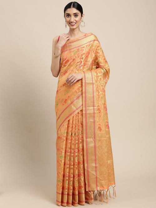 self design woven saree with blouse - 20204170 - Very Small Image - 1