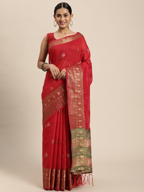 self design banarasi saree with blouse - 20204184 - Very Small Image - 1