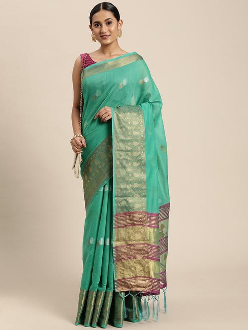 self design banarasi saree with blouse - 20204186 - Very Small Image - 1