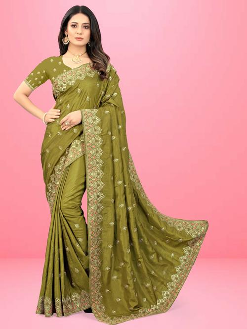 embroidered saree with blouse - 20204192 - Very Small Image - 1