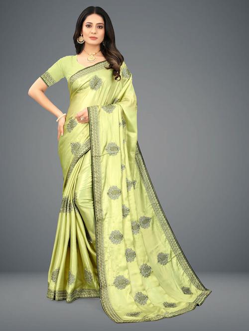 embroidered saree with blouse - 20204200 - Very Small Image - 1