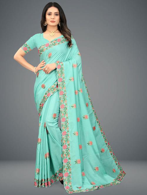 embroidered saree with blouse - 20204201 - Very Small Image - 1