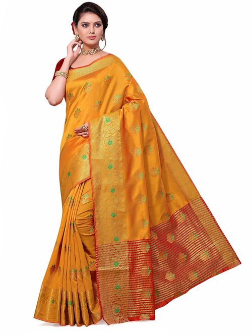 self design banarasi saree with blouse - 20204212 - Very Small Image - 1