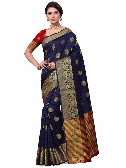 self design banarasi saree with blouse - 20204215 - Very Small Image - 1