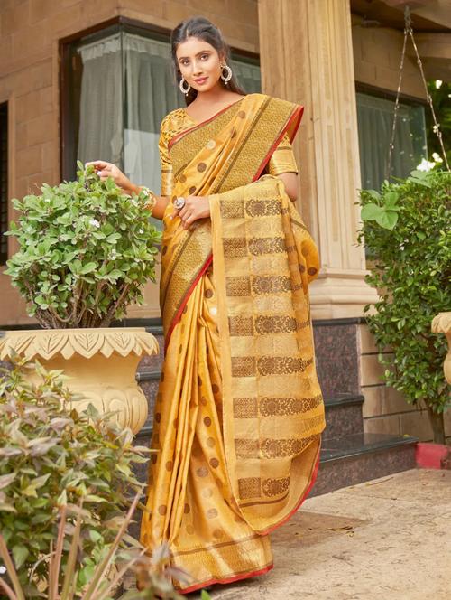 self design banarasi saree with blouse - 20204221 - Very Small Image - 1