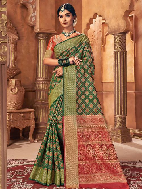 self design patola saree with blouse - 20204224 - Very Small Image - 1