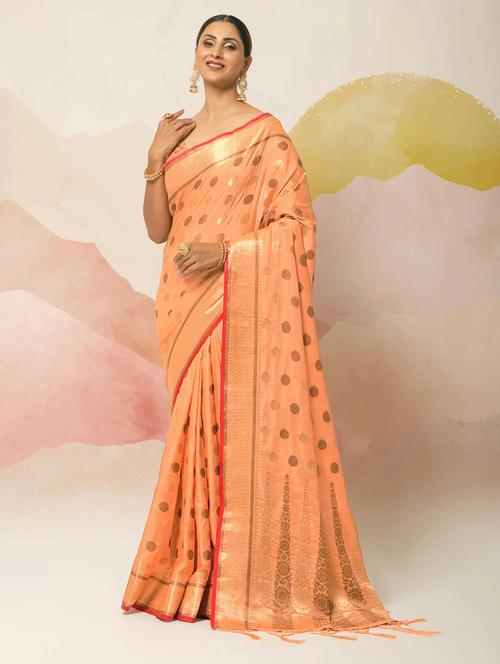 self design banarasi saree with blouse - 20204235 - Very Small Image - 1