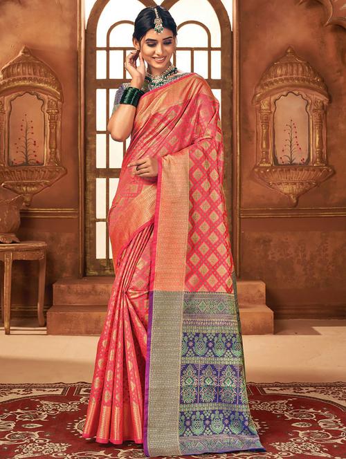 self design patola saree with blouse - 20204236 - Very Small Image - 1