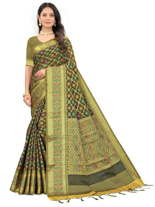 self design banarasi saree with blouse - 20204255 - Very Small Image - 1