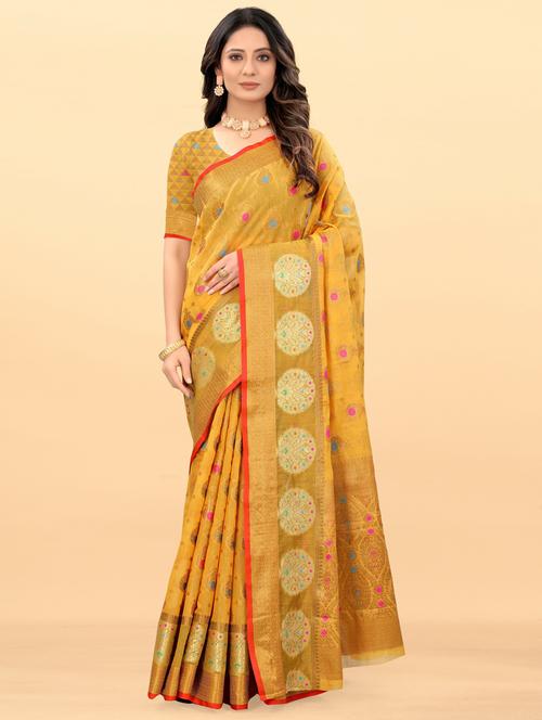self design banarasi saree with blouse - 20204262 - Very Small Image - 1