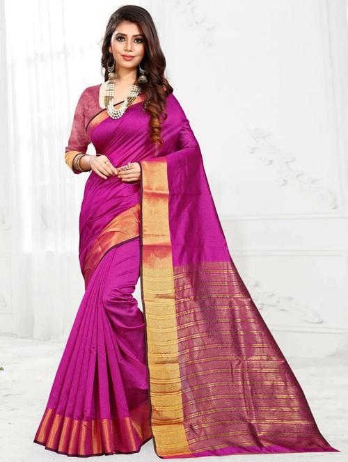 self design woven saree with blouse - 20204270 - Very Small Image - 1