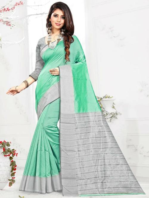 self design chanderi saree with blouse - 20204291 - Very Small Image - 1