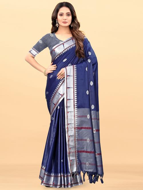 self design paithani saree with blouse - 20204306 - Very Small Image - 1