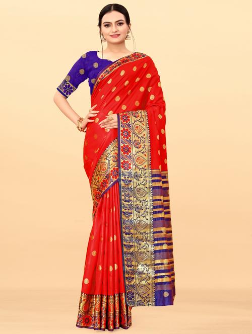 self design banarasi saree with blouse - 20204317 - Very Small Image - 1