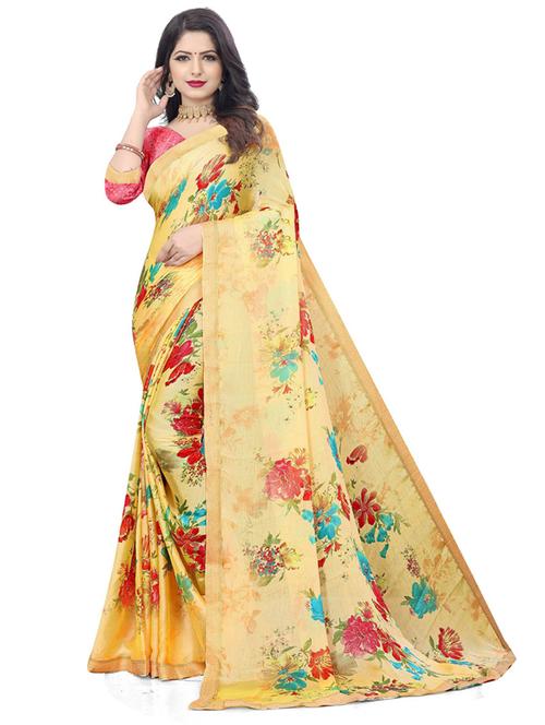 printed saree with blouse - 20204338 - Very Small Image - 1