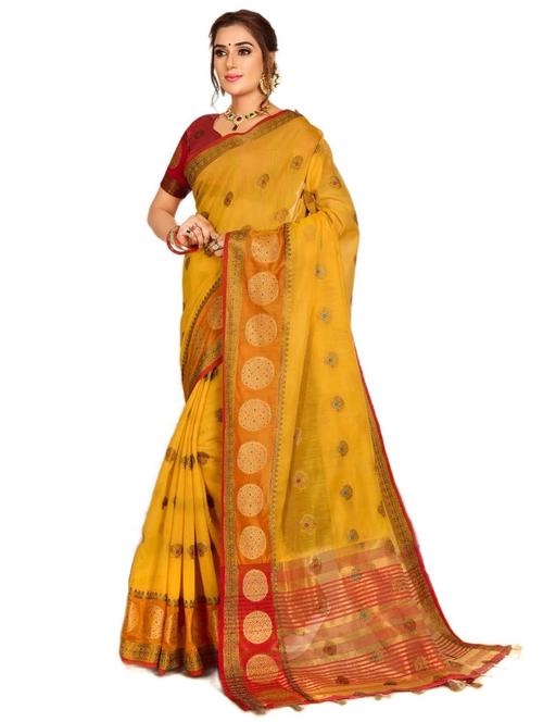 yellow cotton silk maheshwari saree - 20204385 - Very Small Image - 1