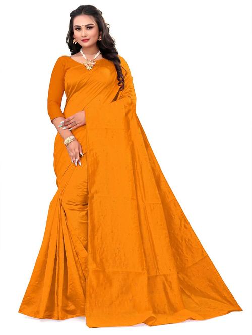 mustard solid with work saree - 20204401 - Very Small Image - 1