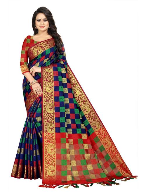 jacquard work banarasi saree with blouse - 20204428 - Very Small Image - 1