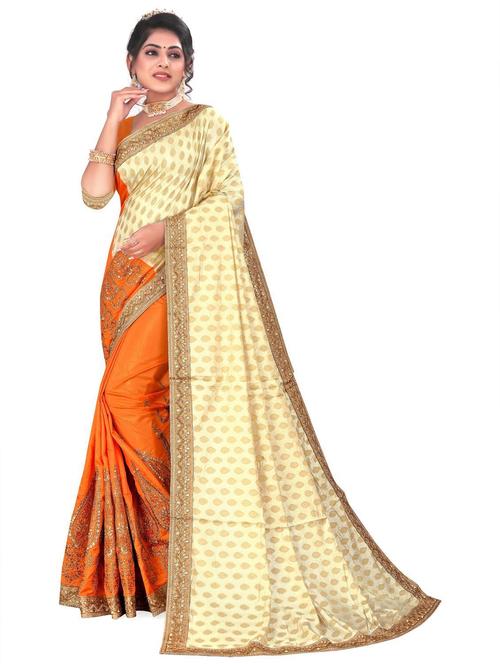 embroidered half and half saree - 20204434 - Very Small Image - 1