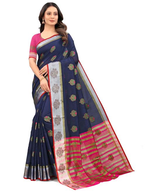 jacquard work banarasi saree with blouse - 20204436 - Very Small Image - 1