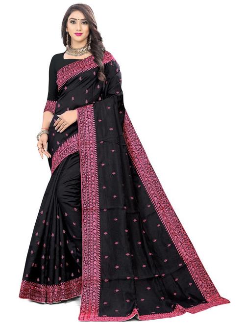 black self design woven saree with blouse - 20204456 - Very Small Image - 1