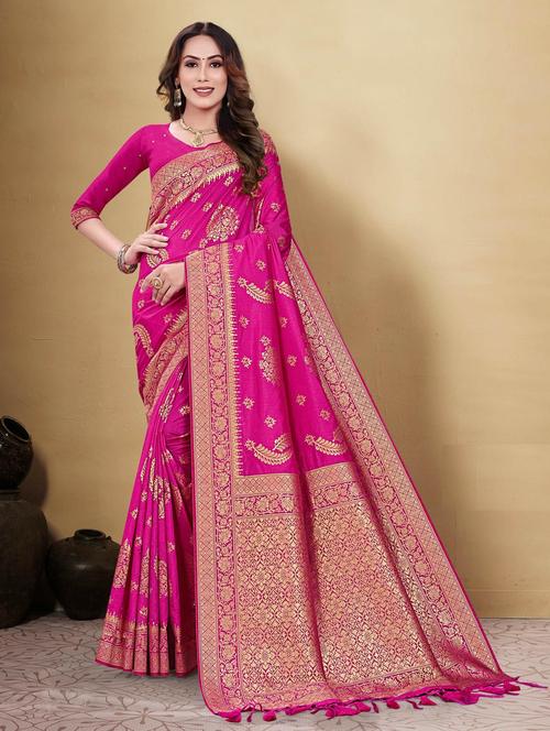 self design jacquard work banarasi saree with blouse - 20204478 - Very Small Image - 1
