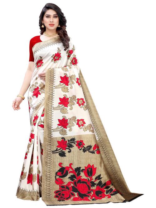 floral printed saree with blouse - 20204525 - Very Small Image - 1