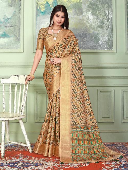 self design banarasi saree with blouse - 20204570 - Very Small Image - 1