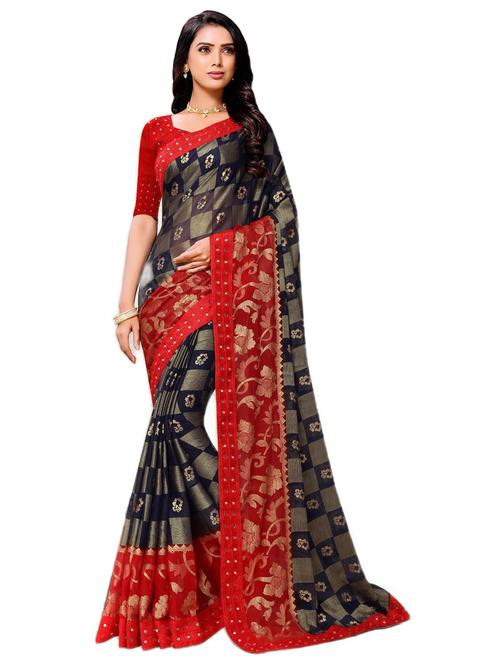 blue printed saree with blouse - 20204584 - Very Small Image - 1
