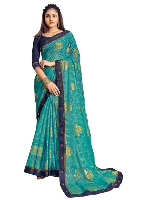 lace detailed woven saree with blouse - 20204637 - Very Small Image - 1
