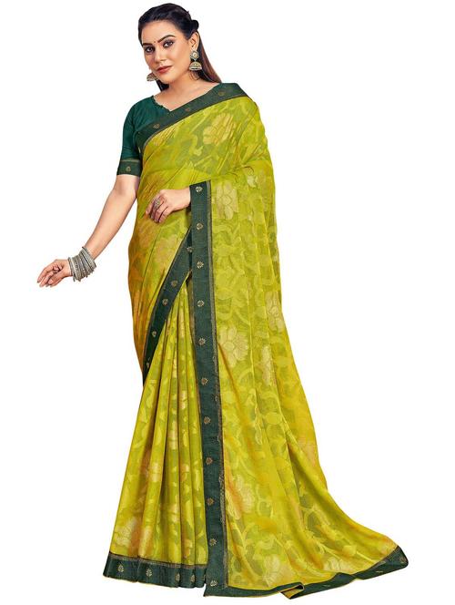 green floral printed saree with blouse - 20204639 - Very Small Image - 1