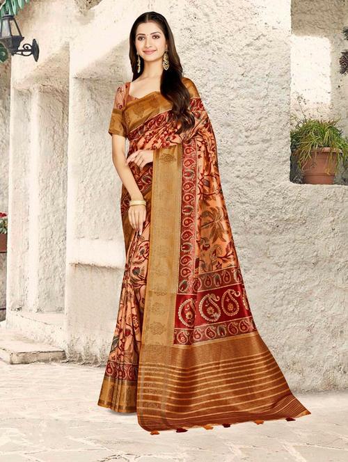 paisley printed saree with blouse - 20204683 - Very Small Image - 1