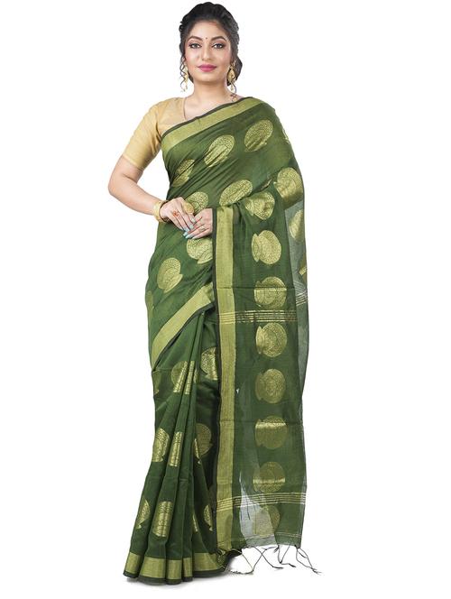 women's self design dark green colored saree with blouse - 20204812 - Very Small Image - 1