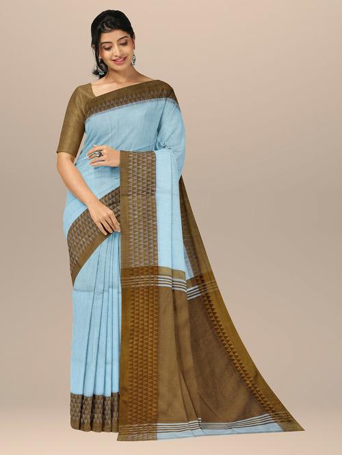 light blue narayanpet saree - 20204946 - Very Small Image - 1
