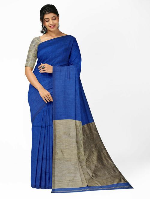 women's solid blue colored saree - 20204966 - Very Small Image - 1