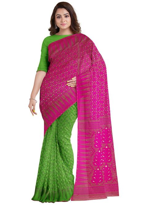 half & half self design jamdani saree - 20205145 - Very Small Image - 1