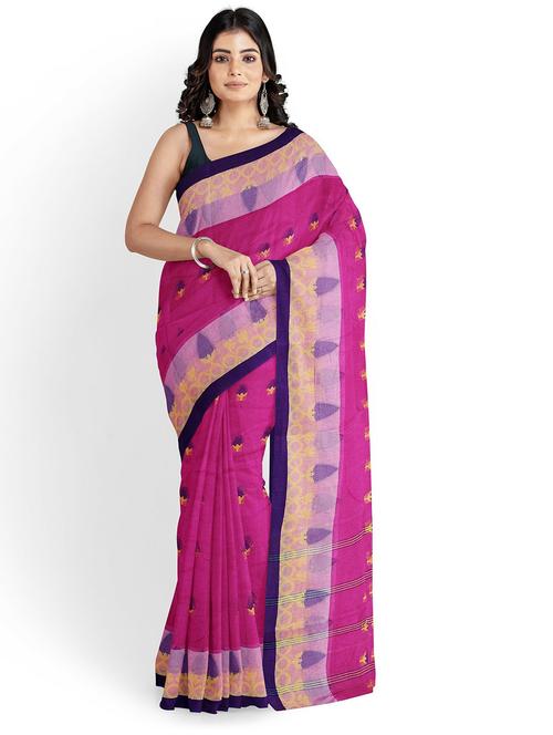 pink cotton handloom saree - 20205201 - Very Small Image - 1