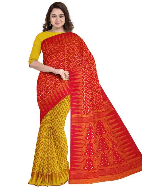 half & half self design jamdani saree - 20205251 - Very Small Image - 1