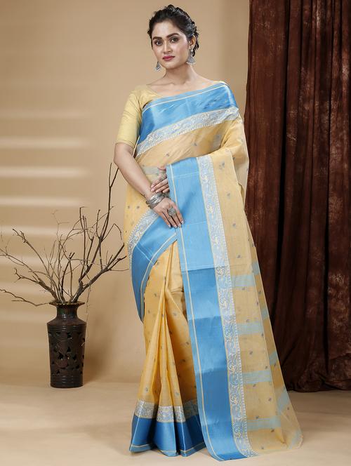 women's self design lemon sherbet colored saree - 20205342 - Very Small Image - 1