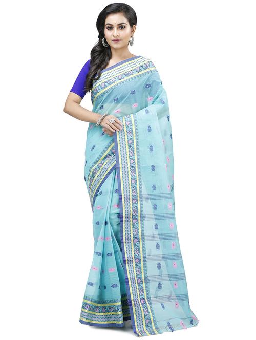 blue cotton tant saree - 20205361 - Very Small Image - 1