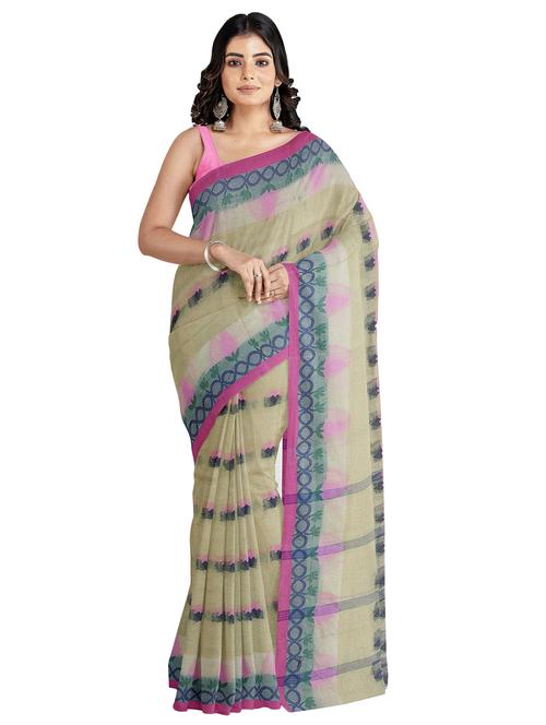 green handloom saree - 20205424 - Very Small Image - 1