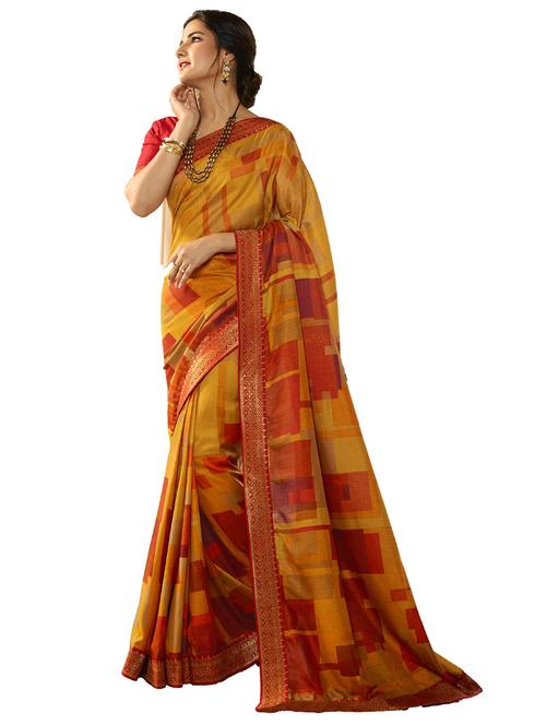 printed saree with blouse - 20205610 - Very Small Image - 1
