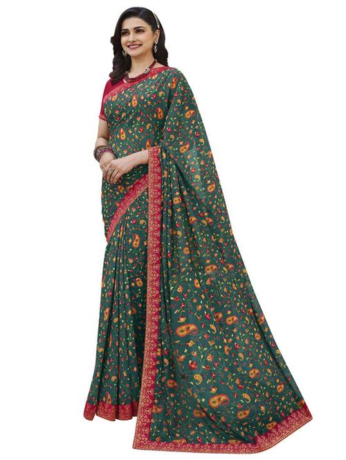 printed saree with blouse - 20205665 - Very Small Image - 1