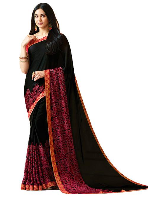 printed saree with blouse - 20205708 - Very Small Image - 1