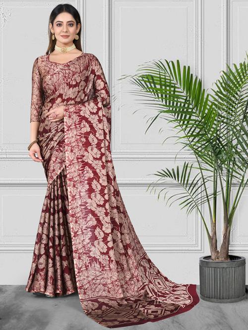 printed saree with blouse - 20205709 - Very Small Image - 1