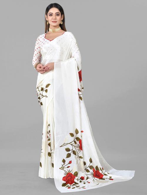 floral printed saree with blouse - 20205723 - Very Small Image - 1