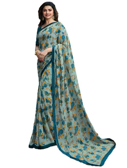 floral printed saree with blouse - 20205738 - Very Small Image - 1