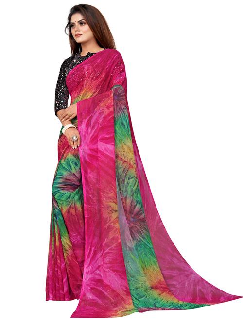 printed saree with blouse - 20205743 - Very Small Image - 1