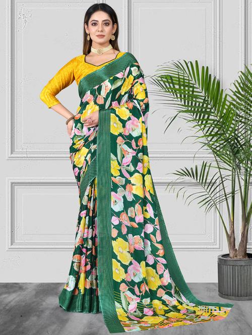 printed saree with blouse - 20205761 - Very Small Image - 1